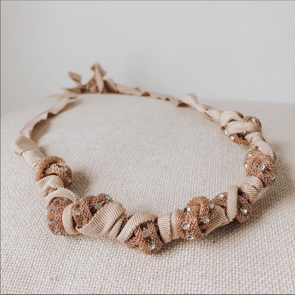 J. Crew • Ribbon and Gold Tie Necklace